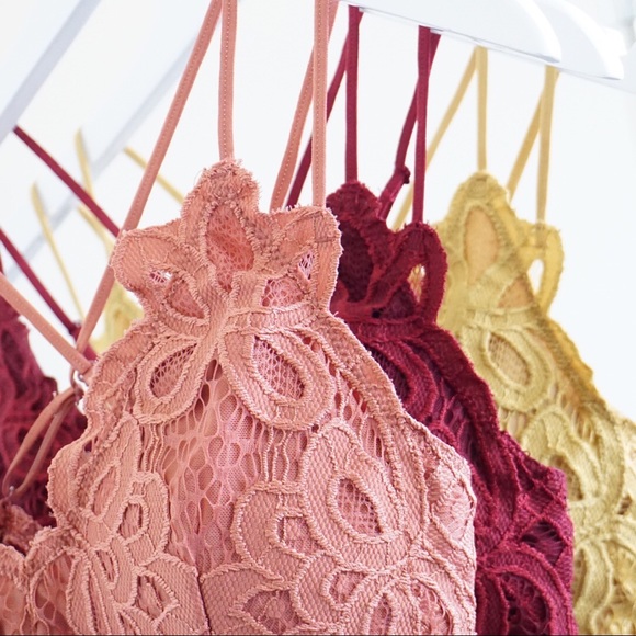 Double Strap Scalloped Lace Bralette, Brick - Picture 5 of 7